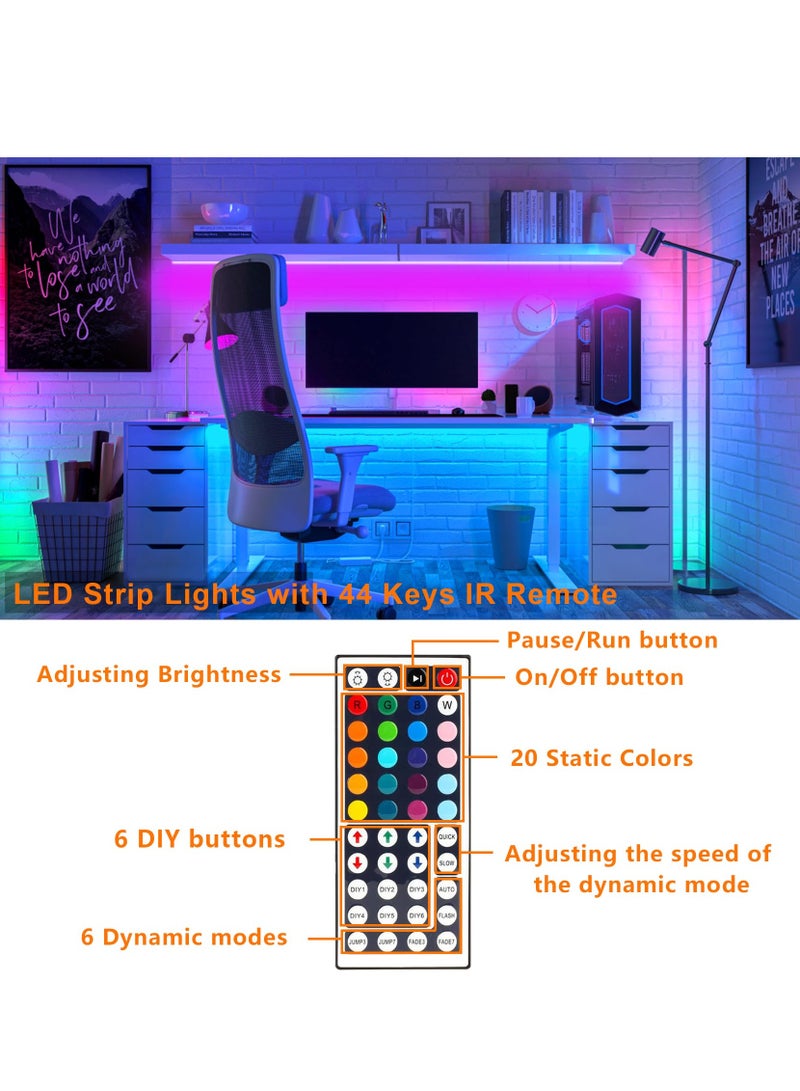USB LED Strip Lights Kit, 4 Pre-Cut 1.6ft/6.4ft RGB LED Light Strips, Color Changing TV Backlights with Remote, RGB Color Strip Light for TV, PC, Monitor, Home Theater, DIY Decoration