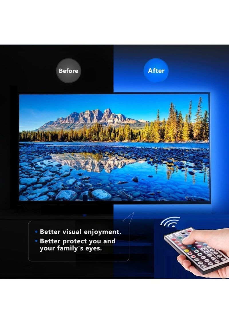 USB LED Strip Lights Kit, 4 Pre-Cut 1.6ft/6.4ft RGB LED Light Strips, Color Changing TV Backlights with Remote, RGB Color Strip Light for TV, PC, Monitor, Home Theater, DIY Decoration
