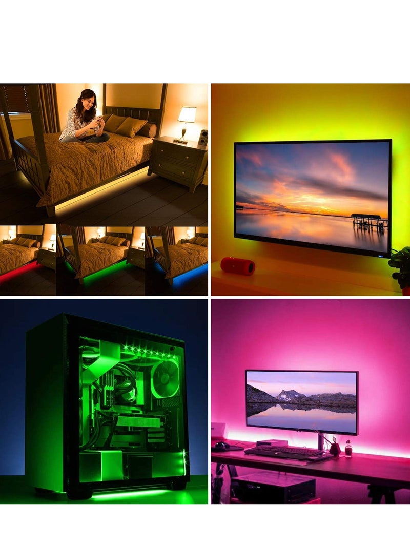 USB LED Strip Lights Kit, 4 Pre-Cut 1.6ft/6.4ft RGB LED Light Strips, Color Changing TV Backlights with Remote, RGB Color Strip Light for TV, PC, Monitor, Home Theater, DIY Decoration