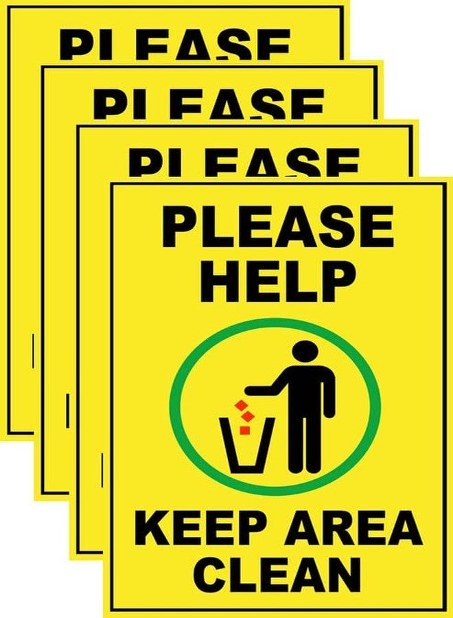 VAAIMAI Please Help Keep Area Clean Sign Board 8X12 Inch 3mm Form Board Sheet Sticker Yellow, Pack of 4 - Image 1