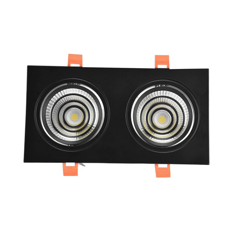 Double Head LED Recessed Ceiling Light, Adjustable Angle COB Downlight, 7W x 2 Dimmable LED with Deep Anti Glare Trim for Kitchen Bedroom Living Room, 100‑264V - Image 1