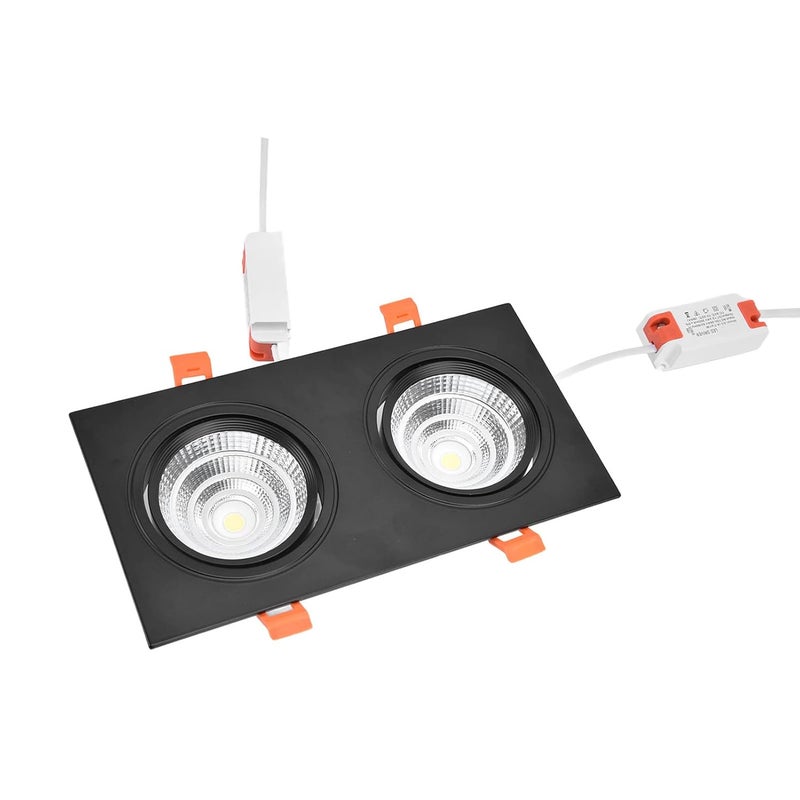 Double Head LED Recessed Ceiling Light, Adjustable Angle COB Downlight, 7W x 2 Dimmable LED with Deep Anti Glare Trim for Kitchen Bedroom Living Room, 100‑264V - Image 3