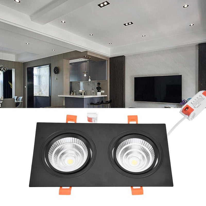 Double Head LED Recessed Ceiling Light, Adjustable Angle COB Downlight, 7W x 2 Dimmable LED with Deep Anti Glare Trim for Kitchen Bedroom Living Room, 100‑264V - Image 2