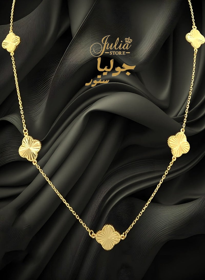 Julia Store 18K Gold Plated Stainless Steel Love Trendy Luxury Lucky Four Leaf Link Clover Choker Necklace for Women Necklace Jewelry Gifts for Women - Golden - Image 4