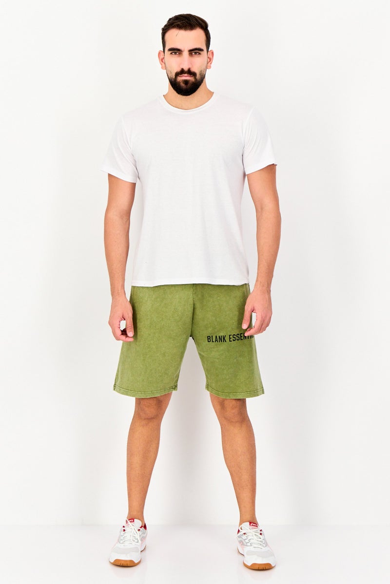 Blank Essentials Men Brand Logo Basic Shorts, Olive - Image 3