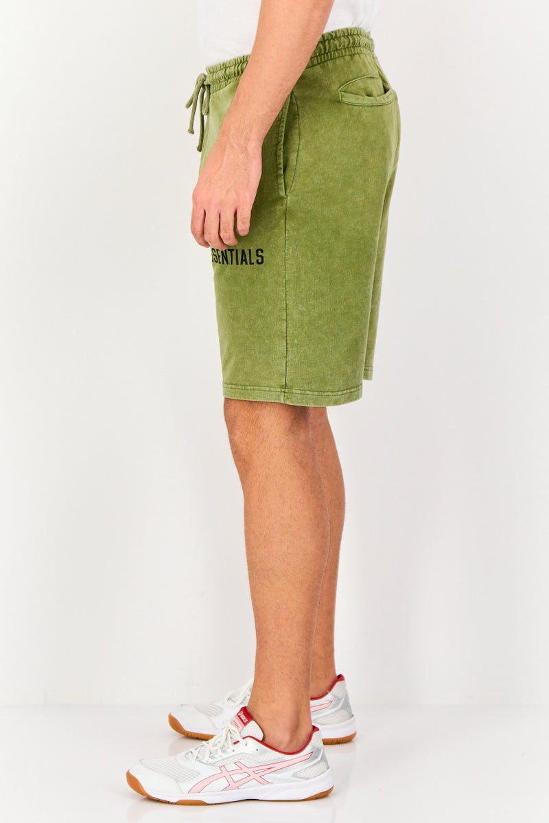 Blank Essentials Men Brand Logo Basic Shorts, Olive - Image 4