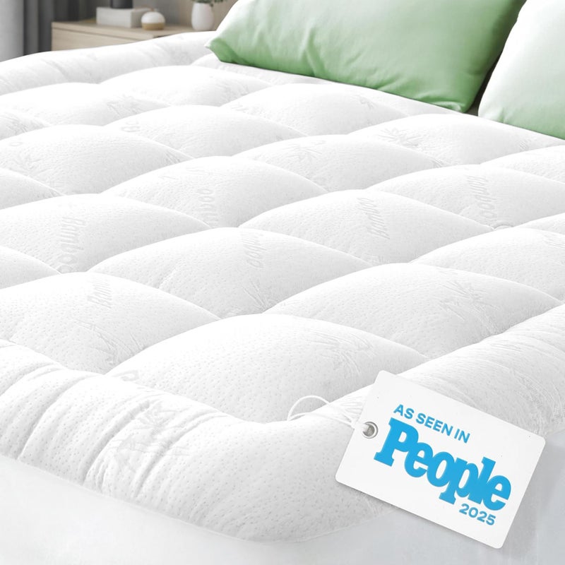 Niagara Sleep Solution Ultra Soft Twin Size Mattress Topper - Viscose Made from Bamboo Pillow Top Mattress Pad for Back Pain Relief - Naturally Cooling for Hot Sleepers, White - Image 1