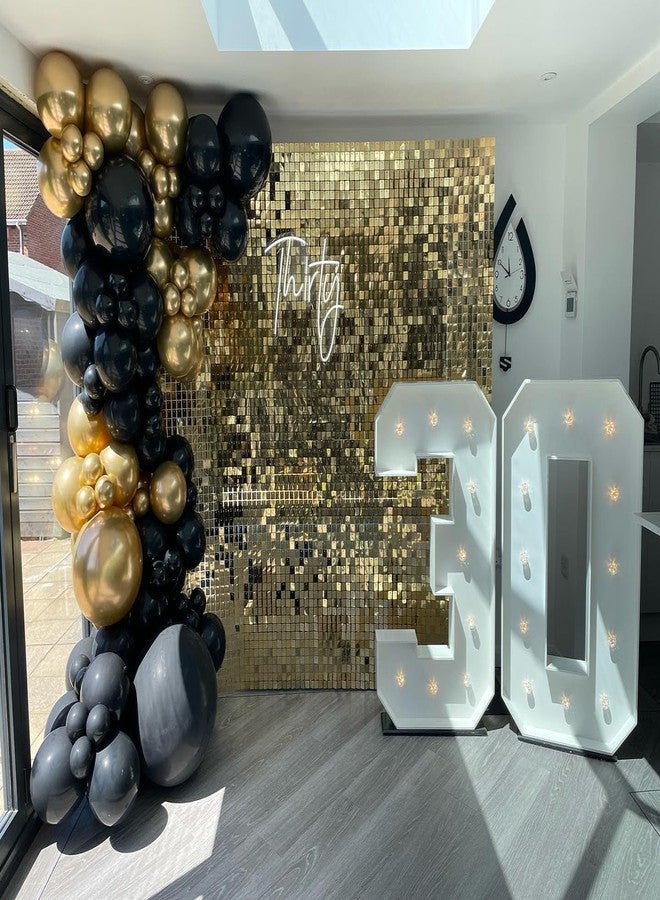 Kate Shimmer Wall Backdrop Panels 24PCS Square Light Gold Sequin Shimmer Backdrop Decor for Wedding, Anniversary, Birthday Party Decoration. - Image 4