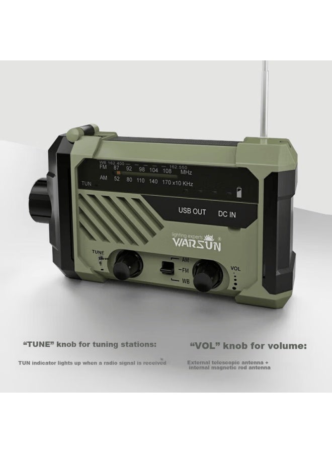 Warsun 290 Emergency Radio Flashlight Solar Portable Hand Crank Generator Multifunctional Disaster Relief Rescue Tool - Image 3