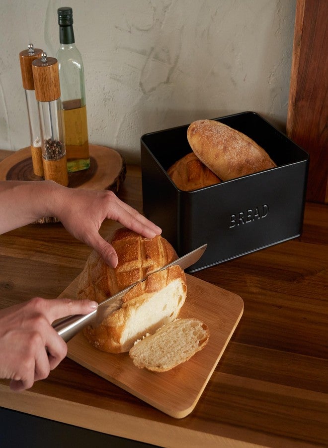 ZICOTO Beautiful Bread Box With Wooden Lid For Your Kitchen Countertop - Spacious Container Perfectly Stores Your Homemade Bread, English Muffins & Bagels - Quality Cutting Board Lid Keeps Loaf Fresh - Image 3