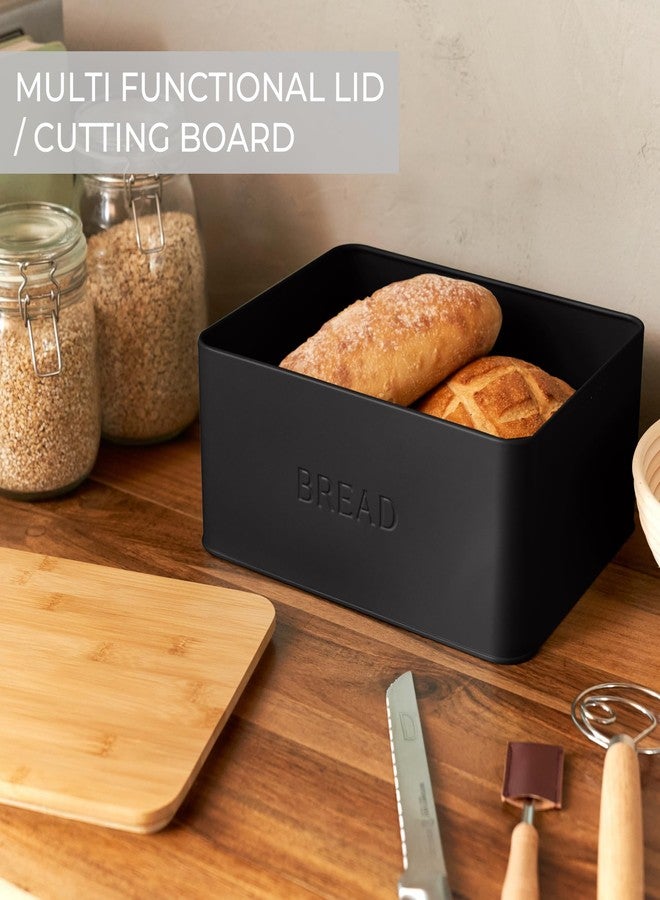 ZICOTO Beautiful Bread Box With Wooden Lid For Your Kitchen Countertop - Spacious Container Perfectly Stores Your Homemade Bread, English Muffins & Bagels - Quality Cutting Board Lid Keeps Loaf Fresh - Image 4