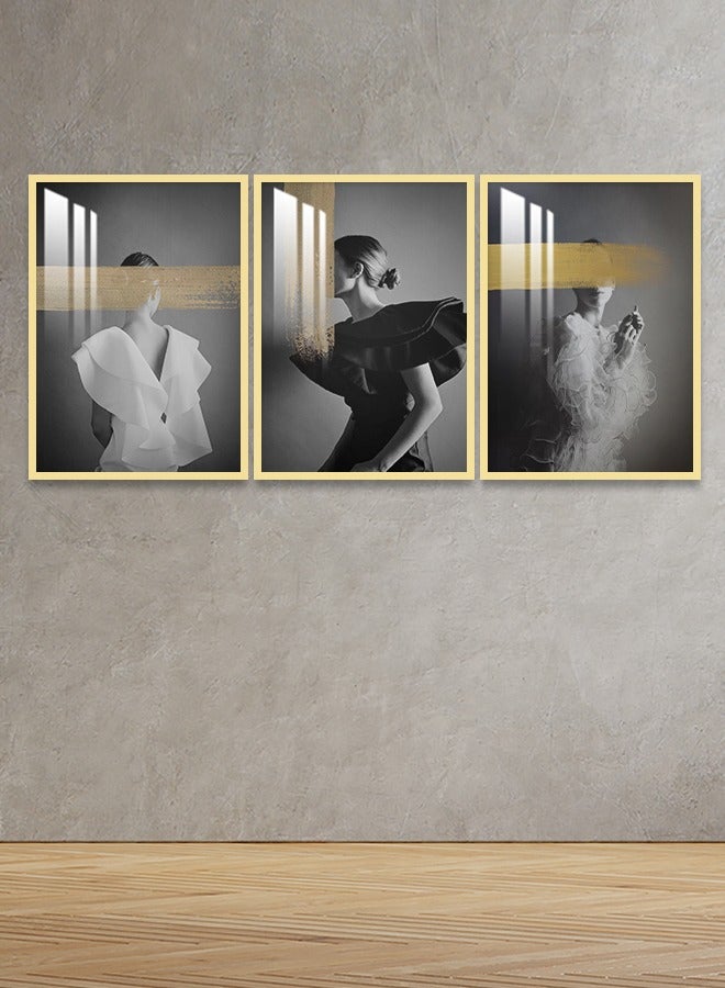 4gdran Three wooden wall panels with a woman’s design, size (120x60) cm, with a wooden frame and a transparent acrylic layer  - Image 1