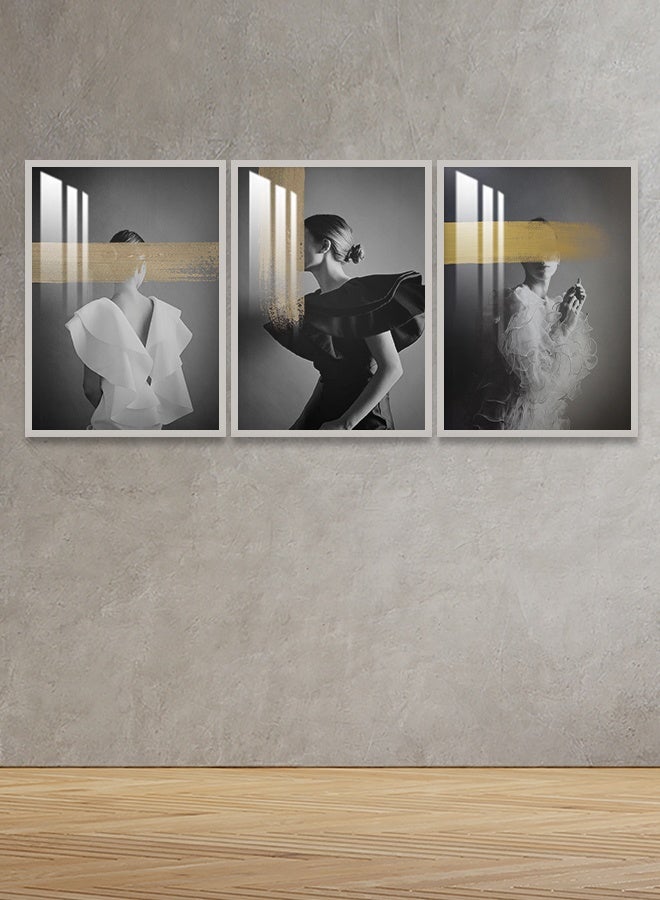 4gdran Three wooden wall panels with a woman’s design, size (120x60) cm, with a wooden frame and a transparent acrylic layer  - Image 3