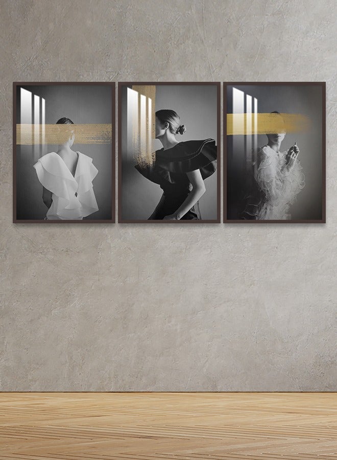 4gdran Three wooden wall panels with a woman’s design, size (120x60) cm, with a wooden frame and a transparent acrylic layer  - Image 4
