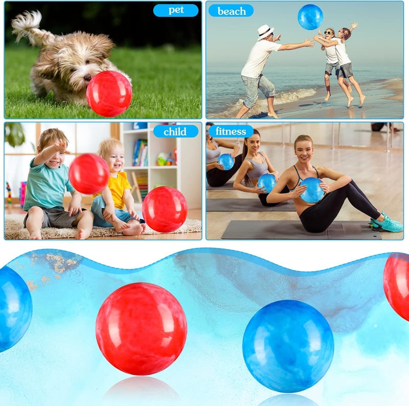 Sotiff 2 Pcs 8.5 Inch Large Marbleized Bouncy Balls Colorful Inflatable Balls for Adults Pet Party Supplies Beach Playground PVC(8.5 Inch,Red,Blue) - Image 3