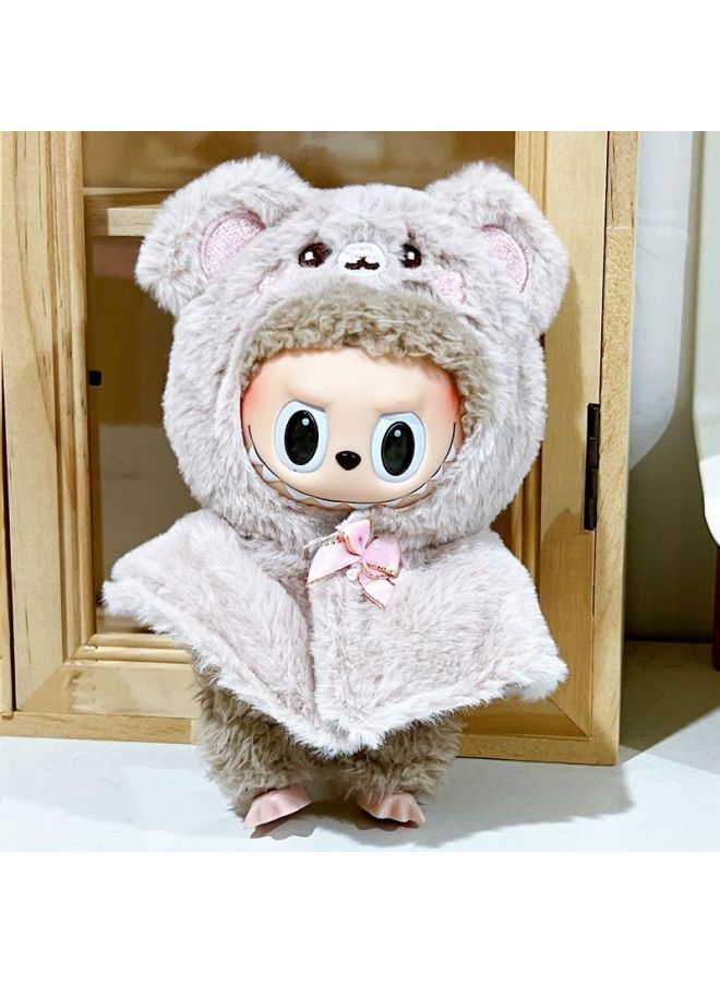 Spot Labubu Baby Clothes Dress-Up Cloak Cute Vinyl Doll Heart-Warming Macaron Doll Plush Toy Dress-Up-Specification:Labubu Can Be Worn [doll Not Included]-Color:Brown Bear Shawl  - Image 1