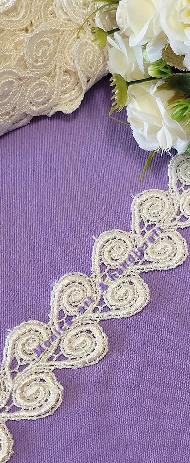 Bapna 5 Yard White Embroidery Lace Ribbon Fabric for Decor and Sewing Dupatta Top Saree Bridal Party DIY Clothing/Accessories - Image 5