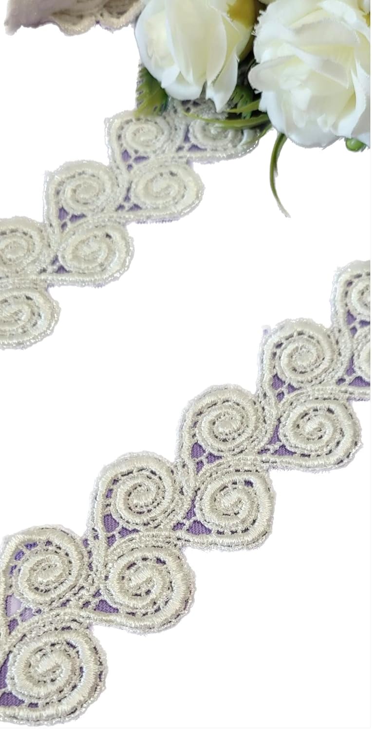Bapna 5 Yard White Embroidery Lace Ribbon Fabric for Decor and Sewing Dupatta Top Saree Bridal Party DIY Clothing/Accessories - Image 3
