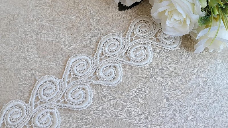 Bapna 5 Yard White Embroidery Lace Ribbon Fabric for Decor and Sewing Dupatta Top Saree Bridal Party DIY Clothing/Accessories - Image 2