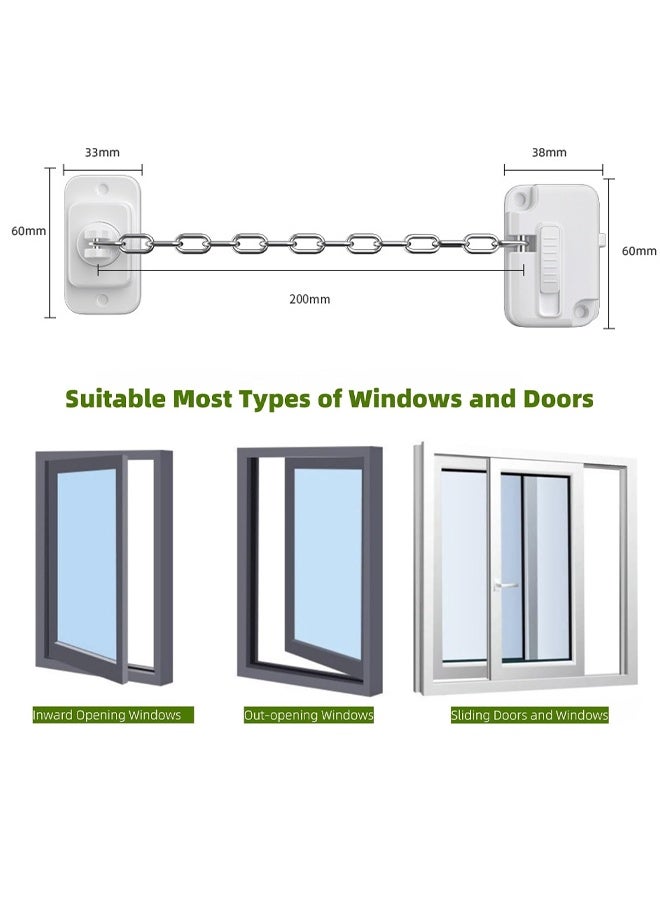 DUNISO 2Pcs Child Safety Window Locks, Versatile Window Restrictors, Adjustable Sliding Safety Window Locks, Self Adhesive Window Locks,No Drill,Easy to Install，for Refrigerator, Cabinets, Closets, Drawers, Window，White - Image 2