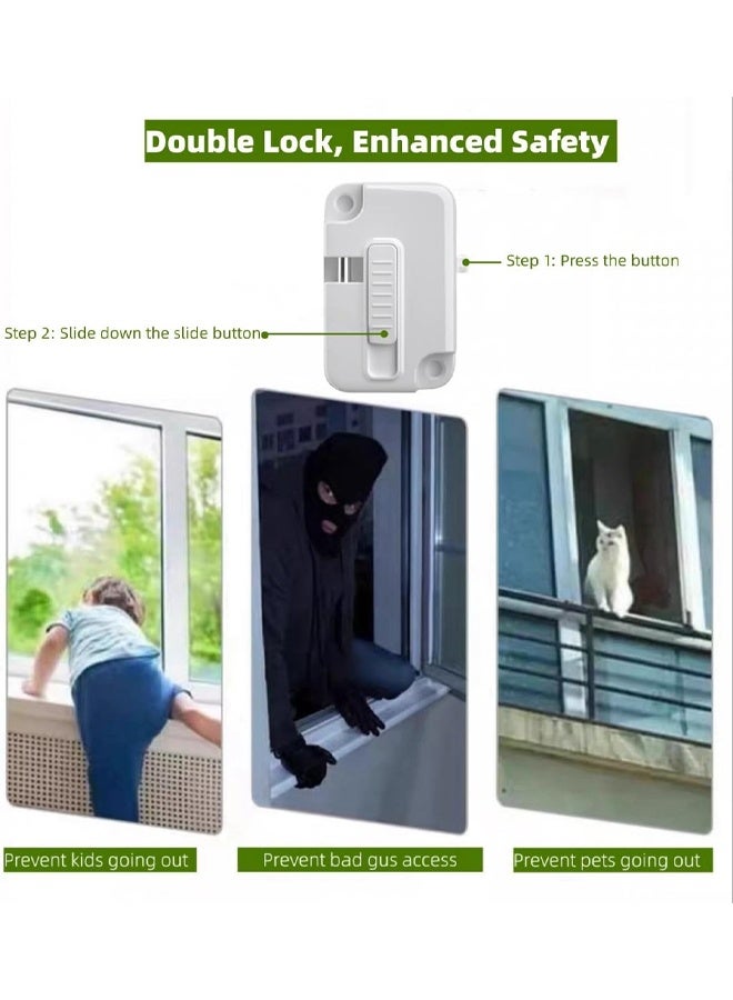 DUNISO 2Pcs Child Safety Window Locks, Versatile Window Restrictors, Adjustable Sliding Safety Window Locks, Self Adhesive Window Locks,No Drill,Easy to Install，for Refrigerator, Cabinets, Closets, Drawers, Window，White - Image 4