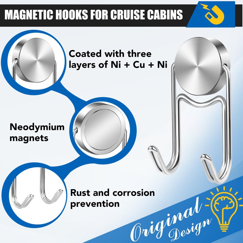 Lovimag Magnet Hooks  Swivel 50Lbs Magnets With Hooks  Heavy Duty Magnet Hooks For Cruise Cabins  Fridge  Hanging  Classroom  Whiteboard  Grill  And Strong Neodymium Rare Earth Magnets -5 Pcs - Image 2