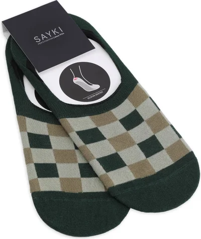 Hatemoğlu Green Double Cotton Plaid Ballerina Socks