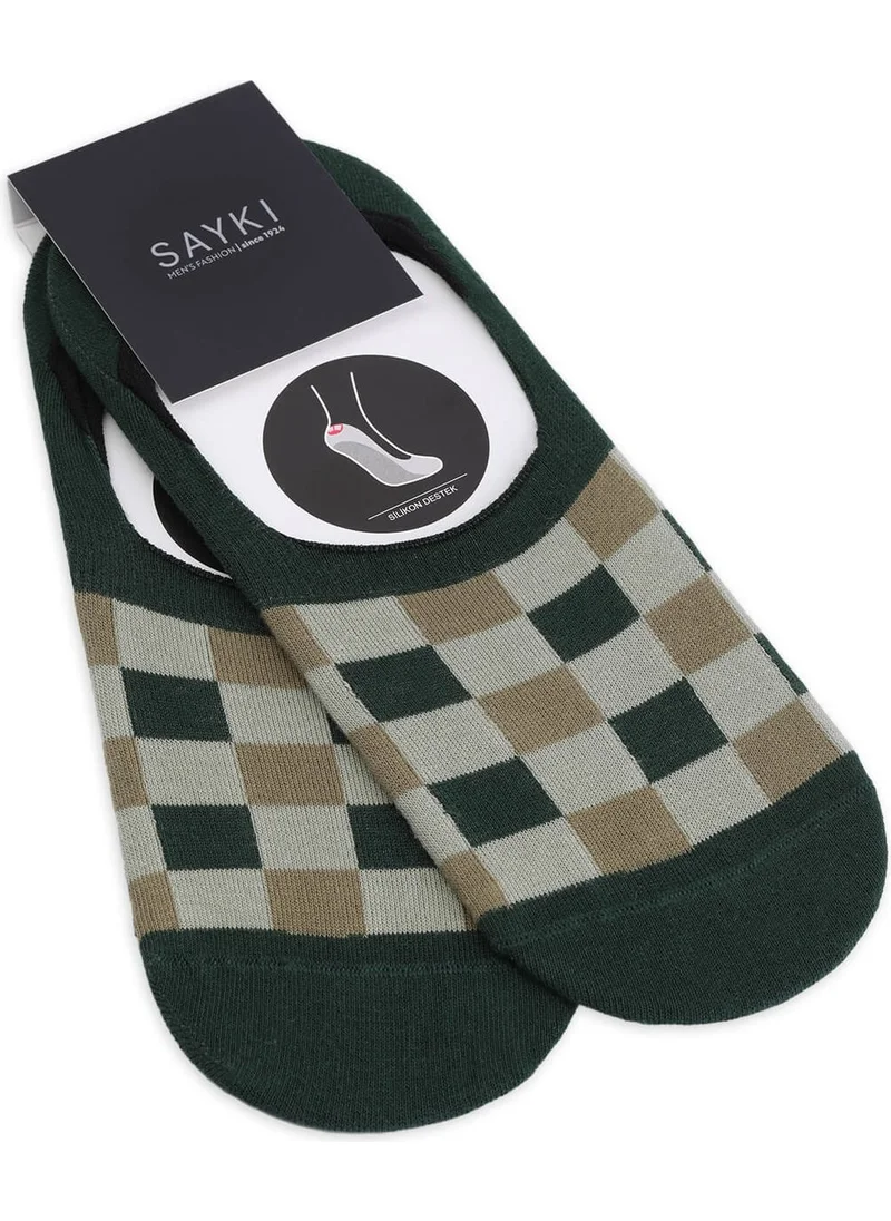 Hatemoğlu Green Double Cotton Plaid Ballerina Socks