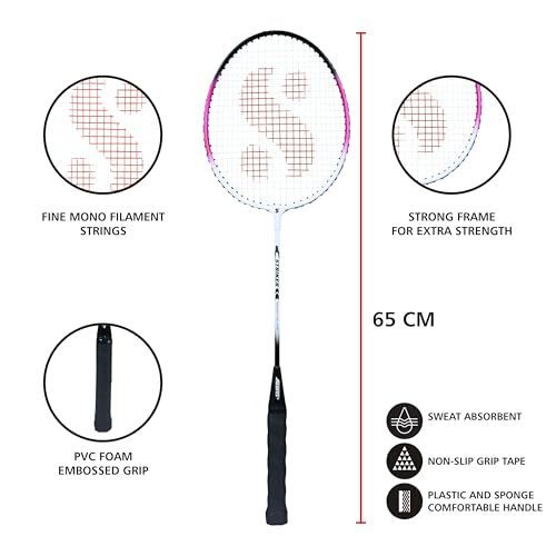 Silvers Silver's Aluminium Stricker Badminton Kit (2 Racquets with Full Cover)(Pink/Black) - Image 3