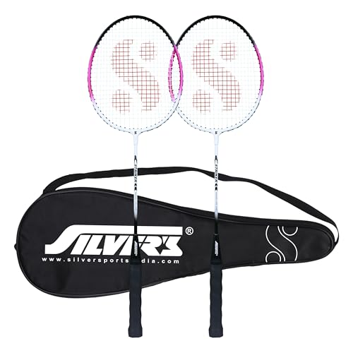 Silvers Silver's Aluminium Stricker Badminton Kit (2 Racquets with Full Cover)(Pink/Black) - Image 1