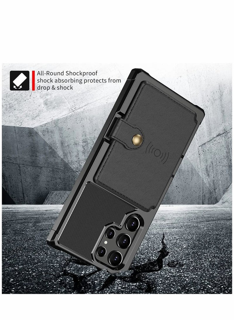 سيوسي حافظة سامسونج S22 ألترا محفظة سامسونج S22 محفظة لينة مقاومة للصدمات من مادة TPU الصلبة ذات الطبقات المزدوجة لحماية جهاز جالاكسي 6.8 بوصة - Image 5