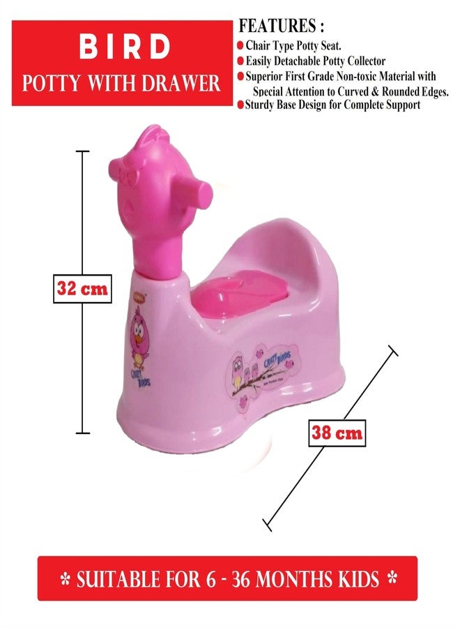 Moltres - Crazy Bird Baby Potty Seat - Baby Toilet Trainer Potty Seat with Removable Tray, Lid Cover - For 6 to 24 Months Baby (Pink) - Image 2