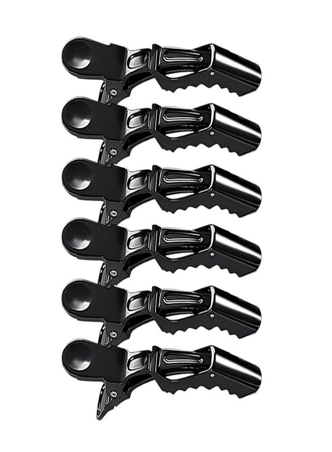 BLUSHIA Professional Hair Styling Clips Sectioning Crocodile Duckbill Clips for Women, Non-Slip Hairdresser Dedicated Partition Hairgrips (Black, Pack of 6) - Image 1