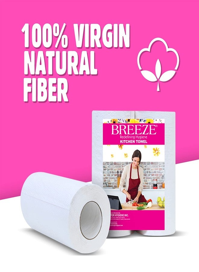 بريز BREEZE BRE026 لفة مناديل مطبخ متعددة الأغراض مكونة من 4 طبقات مصنوعة من ألياف طبيعية عالية الامتصاص وناعمة للغاية (عبوة من 2، 150 سحبة لكل لفة) - Image 5
