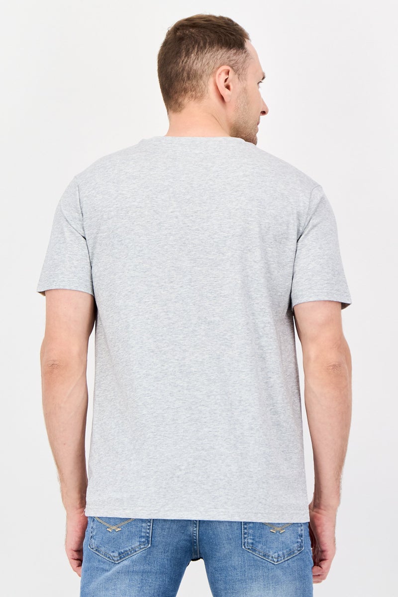 Fudo Men Crew Neck Short Sleeve Heather T-Shirt, Heather Grey - Image 3