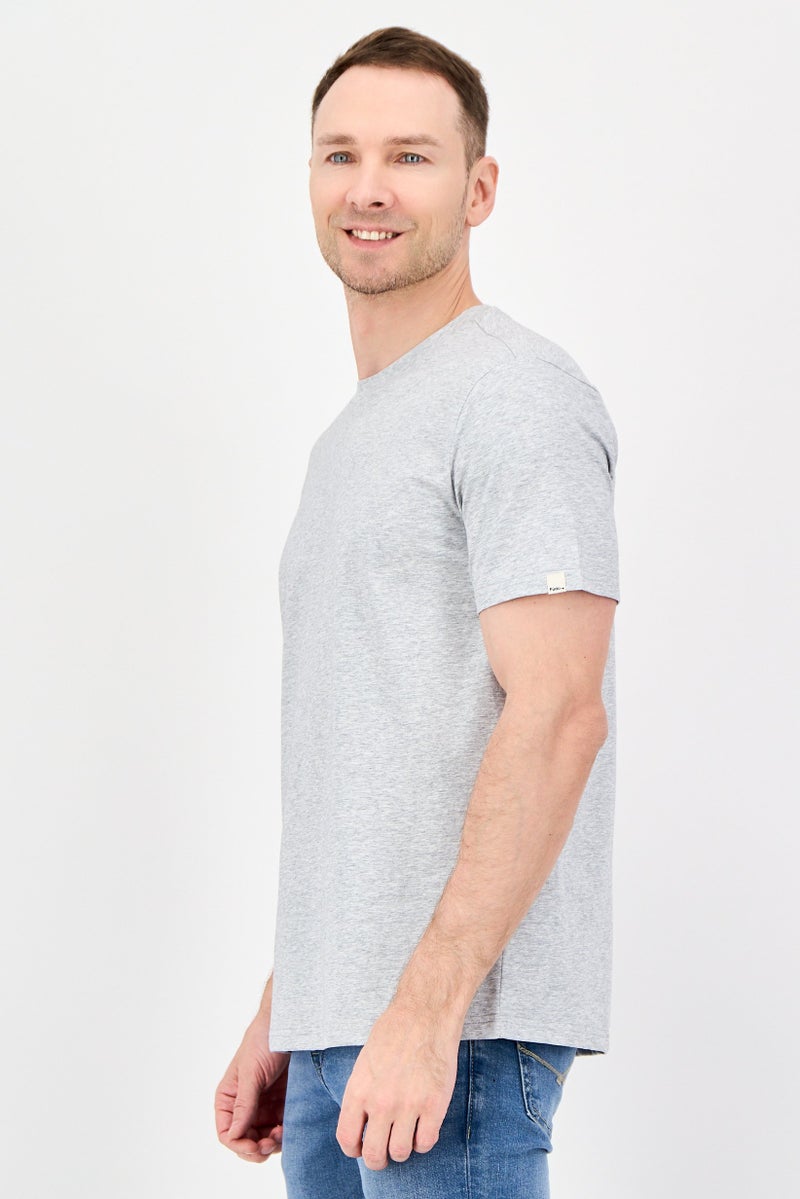 Fudo Men Crew Neck Short Sleeve Heather T-Shirt, Heather Grey - Image 4