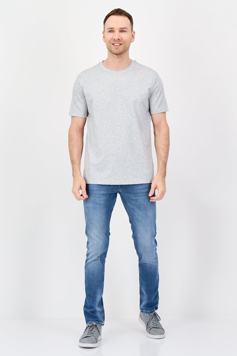 Fudo Men Crew Neck Short Sleeve Heather T-Shirt, Heather Grey - Image 2