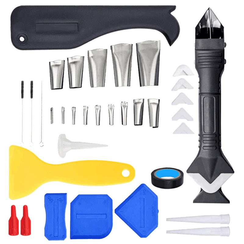 35 PCS Caulking Nozzle Applicator Finishing Tool with Nozzles and Tape Caulk Remover Tool Kit 3 in 1 Metal Scraper with 6 Silicone Pads Grout Angle Scrapers for Kitchen Bathroom Door Window Sink Tile - Image 2