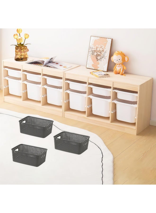 6-Pack Plastic Storage Baskets Set of Stackable Weave Baskets Sturdy Storage Containers with Handle for Shelves, Desktops, Cabinets, Bedrooms, Office ﻿ - Image 5