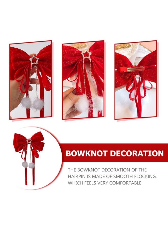 minkissy - Red Hair Bow Red Ribbon For Hair Red Big Bow Hair Clip Bowknot Barrette Hair Accessories For Women Girls Bow Hair Clips - Image 1