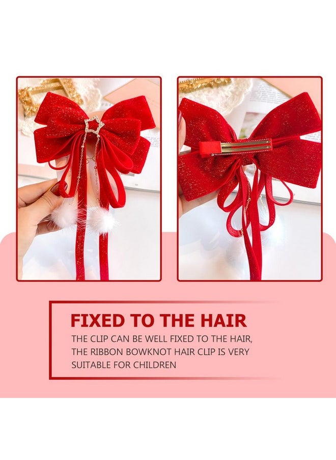 minkissy - Red Hair Bow Red Ribbon For Hair Red Big Bow Hair Clip Bowknot Barrette Hair Accessories For Women Girls Bow Hair Clips - Image 1