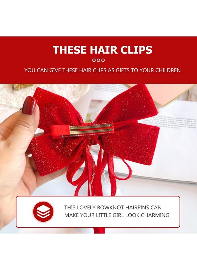 minkissy - Red Hair Bow Red Ribbon For Hair Red Big Bow Hair Clip Bowknot Barrette Hair Accessories For Women Girls Bow Hair Clips - Image 1