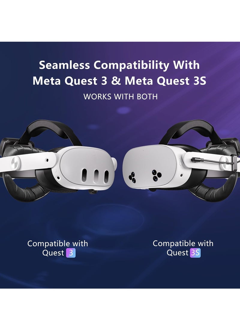 XICEN 10000mAh Battery Head Strap for Meta Quest 3s/3, with Cool RGB and Magnetic Battery Design, 18W Fast Charging, Extend VR 4H Playtime,  Comfort & Adjustable Strap Accessories for Oculus Quest 3/3s  - Image 2
