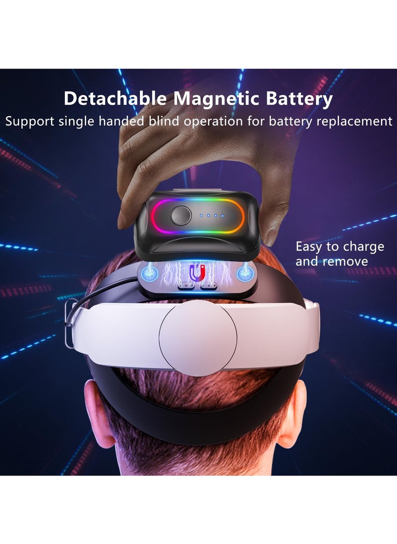 XICEN 10000mAh Battery Head Strap for Meta Quest 3s/3, with Cool RGB and Magnetic Battery Design, 18W Fast Charging, Extend VR 4H Playtime,  Comfort & Adjustable Strap Accessories for Oculus Quest 3/3s  - Image 4