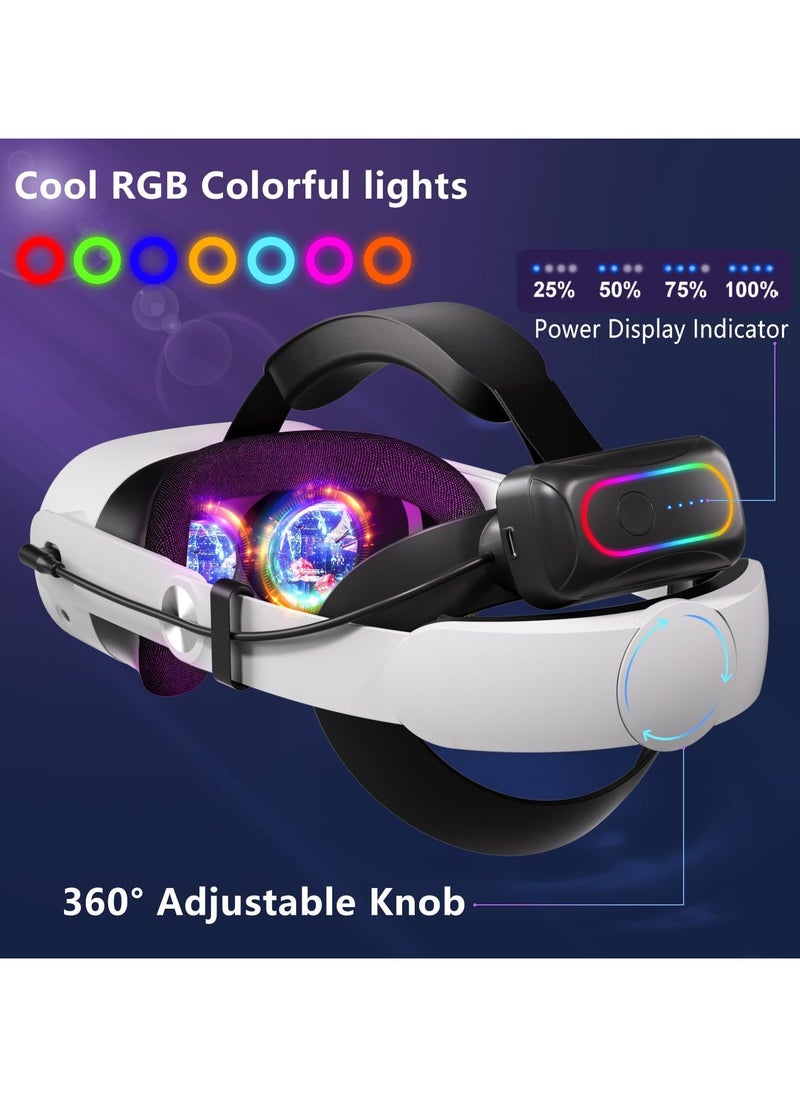 XICEN 10000mAh Battery Head Strap for Meta Quest 3s/3, with Cool RGB and Magnetic Battery Design, 18W Fast Charging, Extend VR 4H Playtime,  Comfort & Adjustable Strap Accessories for Oculus Quest 3/3s  - Image 3
