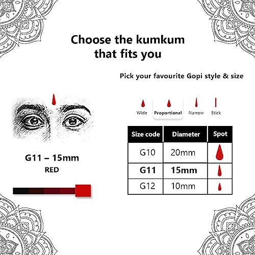 Eyetex Pallavi Sticker Bindi/Pottu|Gopi/Tilak|Aloe Vera & Papaya Extracts|Breathable Non-Irritating Velvet Fabric|G11|Red|20 Flaps - Image 4