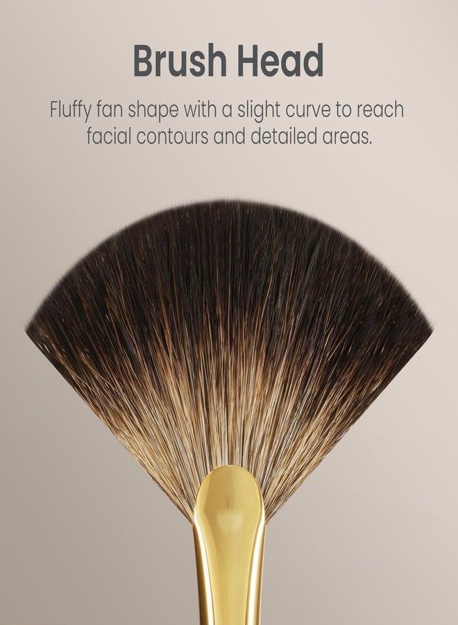 ROWNYEON Desert Oak Series Fan Brush for Painting Makeup & Excess Powder - Soft Raccoon Hair & Bubinga Handle Makeup Brushes, Curved Fan Brushes for Highlighting & Contouring (CM210) - Image 4