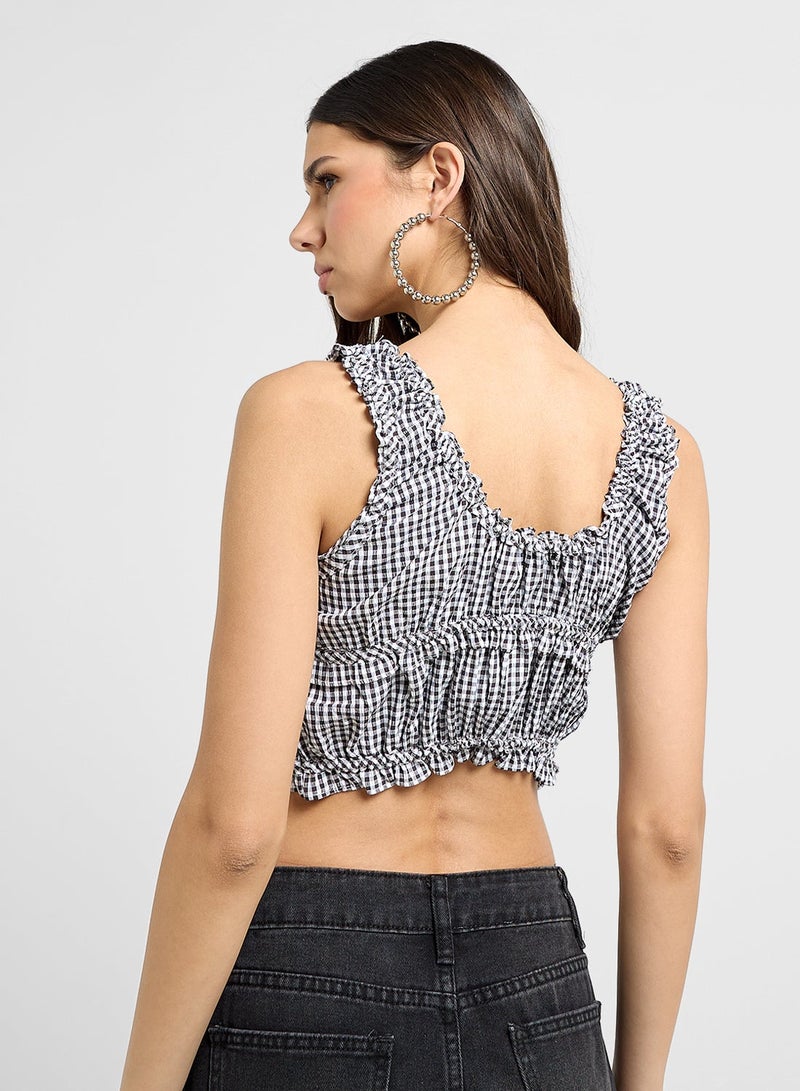 Ginger Ruched Gingham Crop Top - Image 2