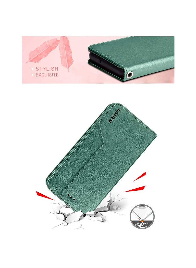 Lishen PU Leather Kick Stand Case Cover For Samsung Galaxy S24 Ultra 5G 2024 Dark Green - Image 5