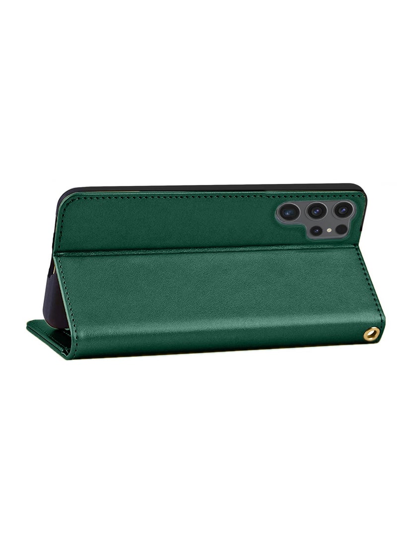 Lishen PU Leather Kick Stand Case Cover For Samsung Galaxy S24 Ultra 5G 2024 Dark Green - Image 2